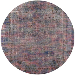 Round Machine Washable Industrial Modern Purple Rug, wshurb2275