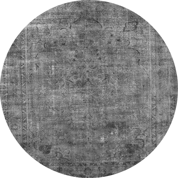 Round Machine Washable Oriental Gray Industrial Rug, wshurb2275gry