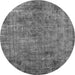 Round Machine Washable Oriental Gray Industrial Rug, wshurb2275gry