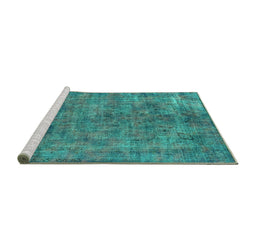 Sideview of Machine Washable Oriental Turquoise Industrial Area Rugs, wshurb2275turq