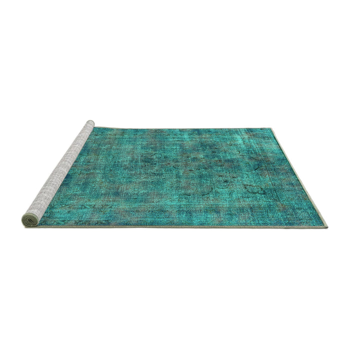 Sideview of Machine Washable Oriental Turquoise Industrial Area Rugs, wshurb2275turq