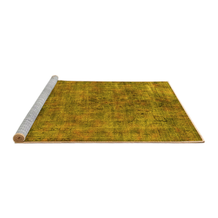 Sideview of Machine Washable Oriental Yellow Industrial Rug, wshurb2275yw