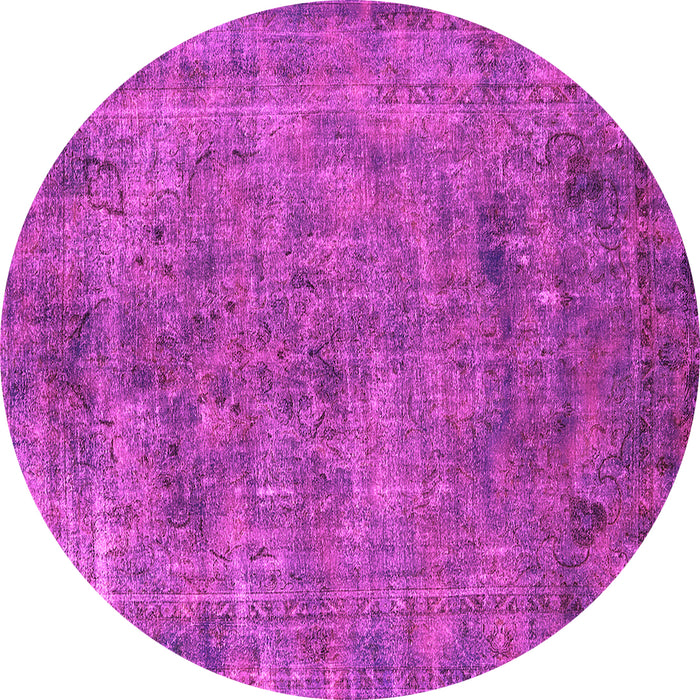 Round Machine Washable Oriental Pink Industrial Rug, wshurb2275pnk