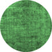 Round Oriental Emerald Green Industrial Rug, urb2275emgrn