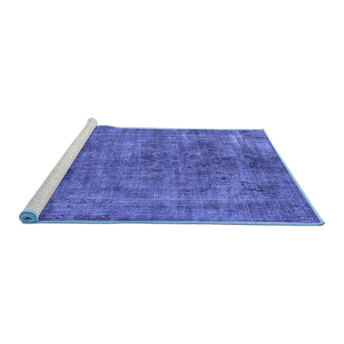 Sideview of Machine Washable Oriental Blue Industrial Rug, wshurb2275blu