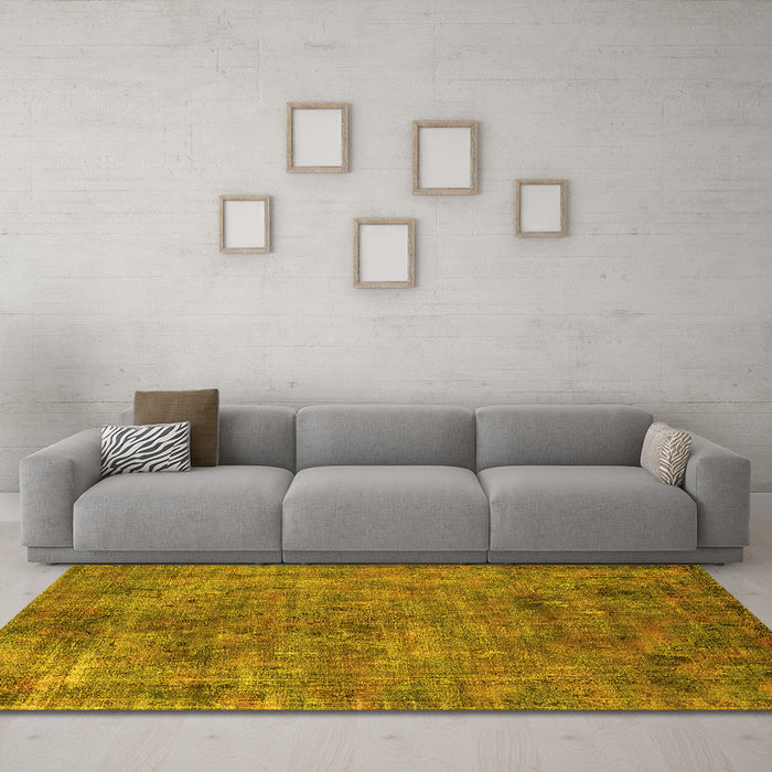 Machine Washable Oriental Yellow Industrial Rug in a Living Room, wshurb2275yw