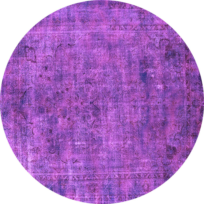 Round Machine Washable Oriental Purple Industrial Area Rugs, wshurb2275pur