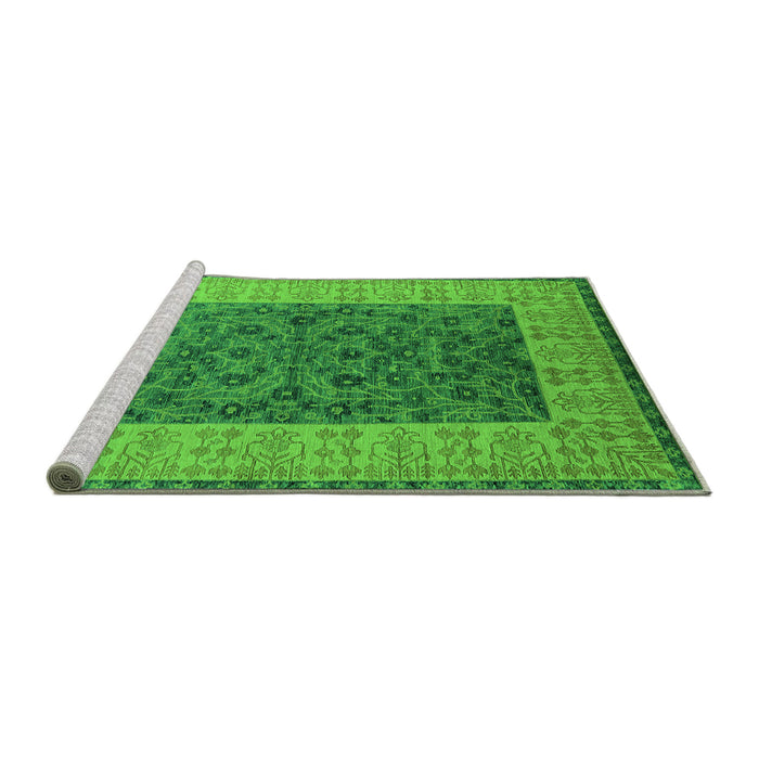 Sideview of Machine Washable Oriental Green Industrial Area Rugs, wshurb2276grn