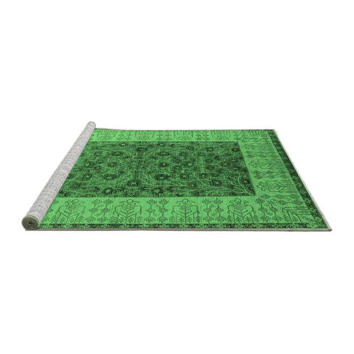 Sideview of Machine Washable Oriental Emerald Green Industrial Area Rugs, wshurb2276emgrn