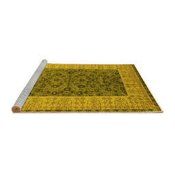 Sideview of Machine Washable Oriental Yellow Industrial Rug, wshurb2276yw