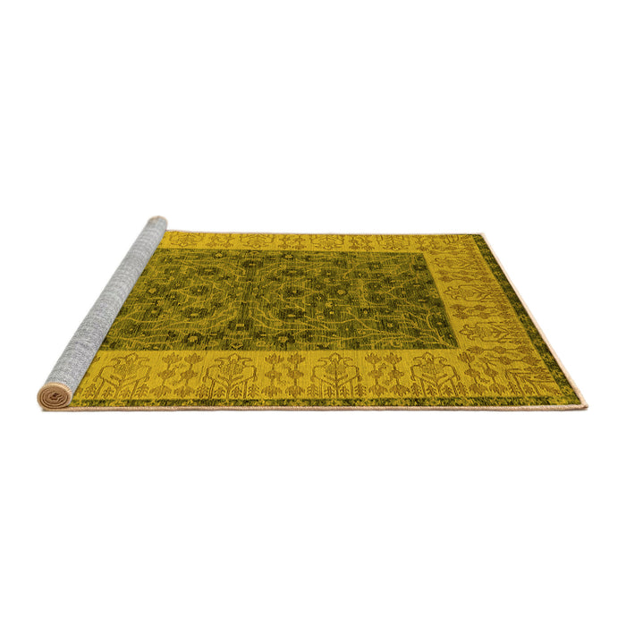 Sideview of Machine Washable Oriental Yellow Industrial Rug, wshurb2276yw