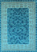 Machine Washable Oriental Light Blue Industrial Rug, wshurb2276lblu