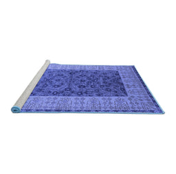 Sideview of Machine Washable Oriental Blue Industrial Rug, wshurb2276blu