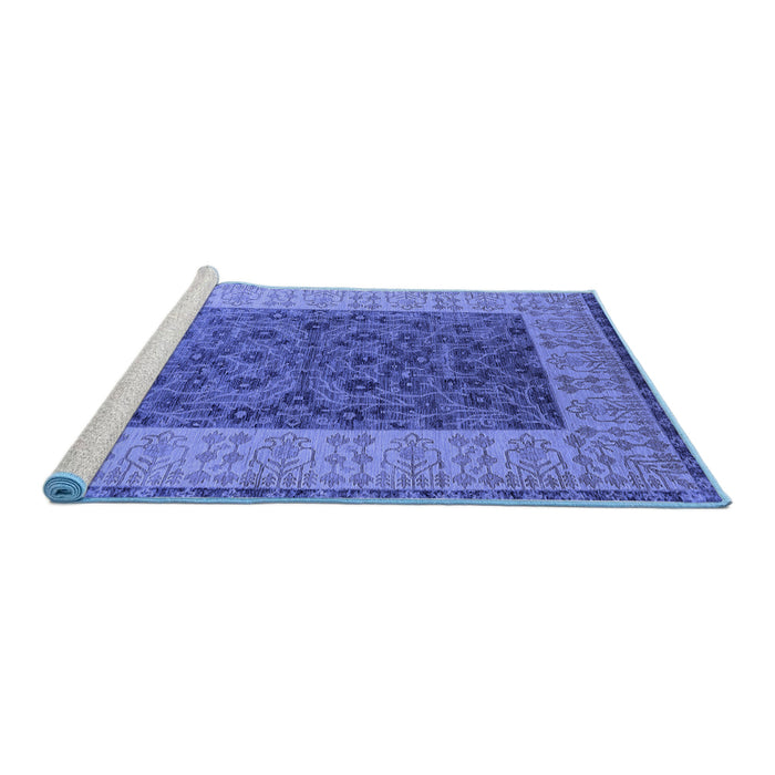 Sideview of Machine Washable Oriental Blue Industrial Rug, wshurb2276blu