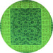 Round Oriental Green Industrial Rug, urb2276grn