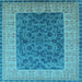 Square Machine Washable Oriental Light Blue Industrial Rug, wshurb2276lblu