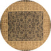 Round Oriental Brown Industrial Rug, urb2276brn