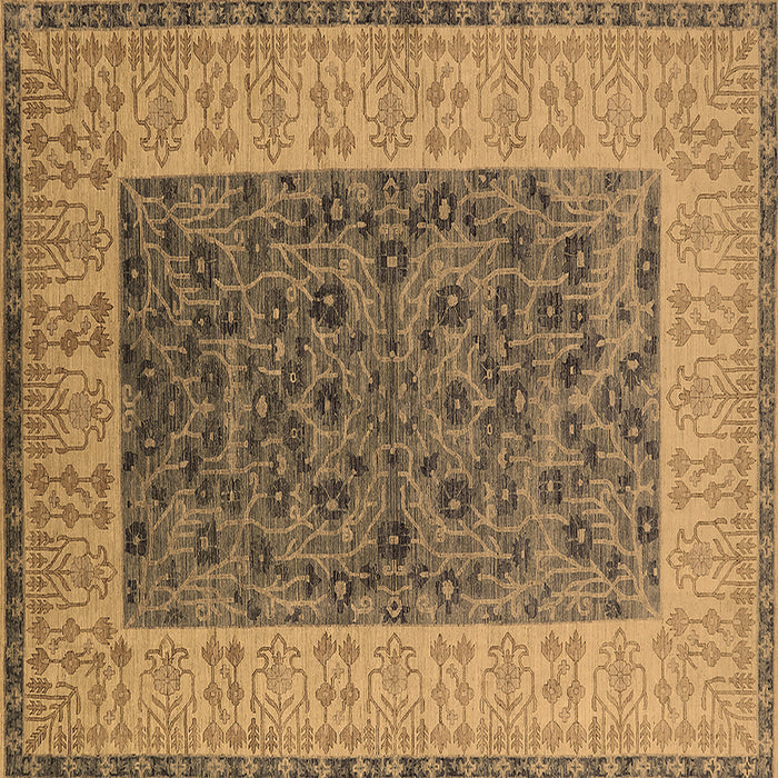 Square Machine Washable Oriental Brown Industrial Rug, wshurb2276brn