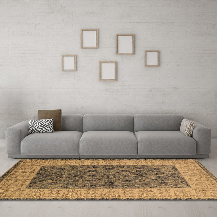Machine Washable Oriental Brown Industrial Rug in a Living Room,, wshurb2276brn