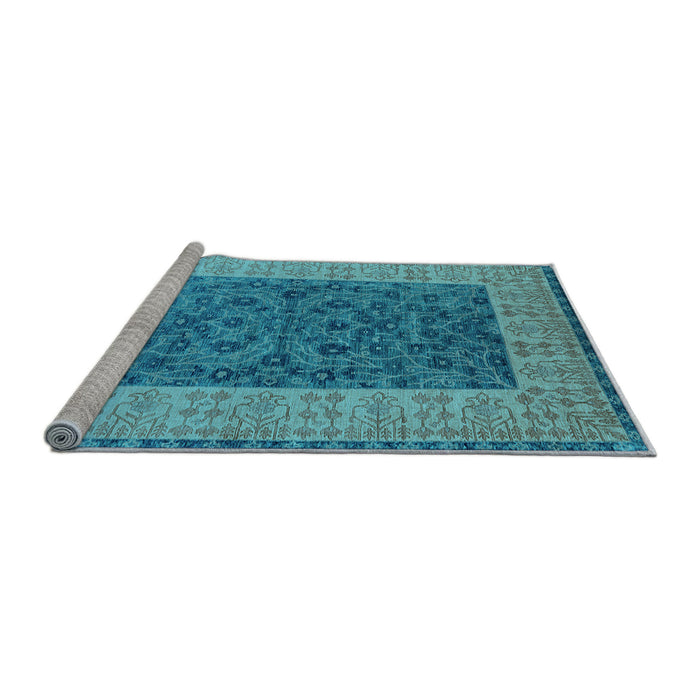 Sideview of Machine Washable Oriental Light Blue Industrial Rug, wshurb2276lblu