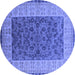 Round Machine Washable Oriental Blue Industrial Rug, wshurb2276blu