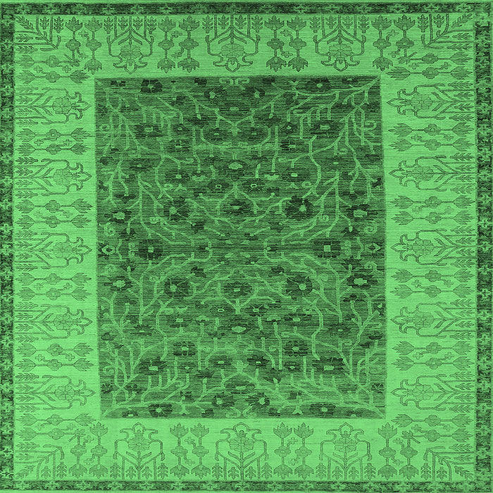 Square Oriental Emerald Green Industrial Rug, urb2276emgrn