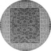 Round Machine Washable Oriental Gray Industrial Rug, wshurb2276gry