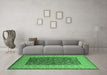 Machine Washable Oriental Emerald Green Industrial Area Rugs in a Living Room,, wshurb2276emgrn