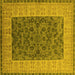 Square Machine Washable Oriental Yellow Industrial Rug, wshurb2276yw