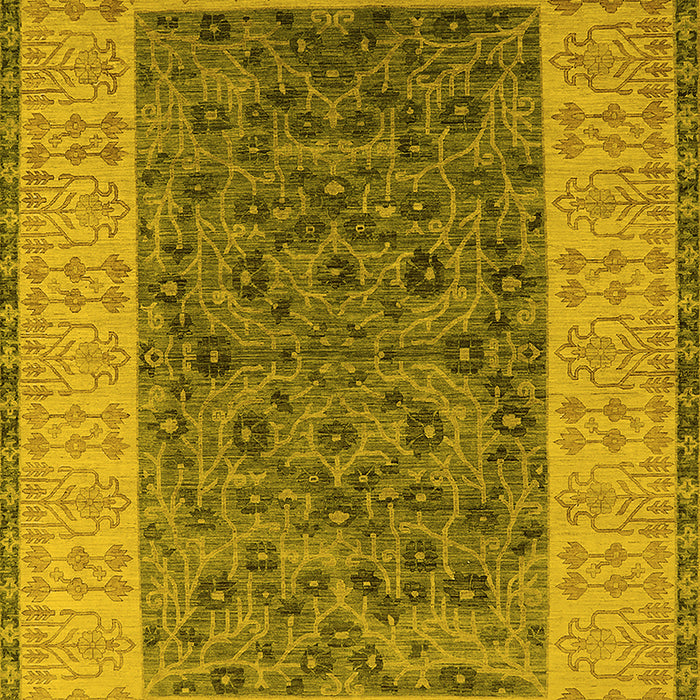 Machine Washable Oriental Yellow Industrial Rug, wshurb2276yw