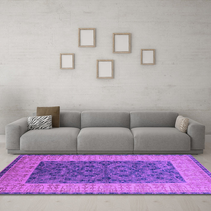 Machine Washable Oriental Purple Industrial Area Rugs in a Living Room, wshurb2276pur