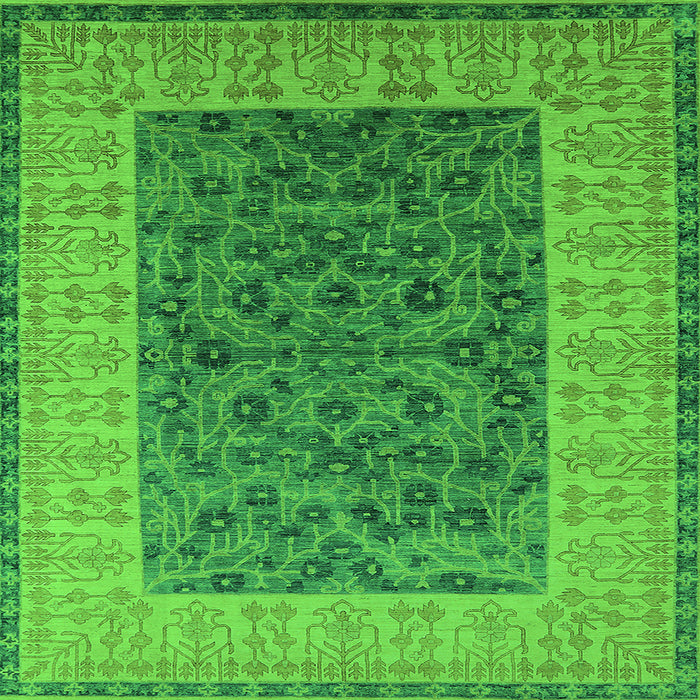 Square Machine Washable Oriental Green Industrial Area Rugs, wshurb2276grn