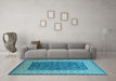 Machine Washable Oriental Light Blue Industrial Rug in a Living Room, wshurb2276lblu