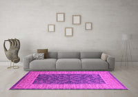 Machine Washable Oriental Pink Industrial Rug, wshurb2276pnk