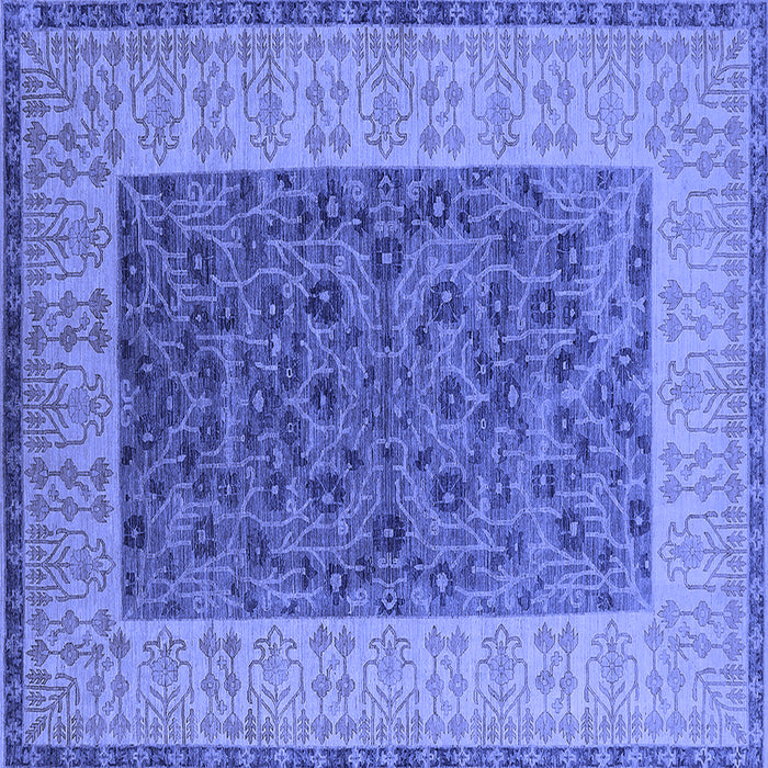 Square Machine Washable Oriental Blue Industrial Rug, wshurb2276blu