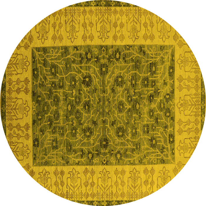 Round Oriental Yellow Industrial Rug, urb2276yw