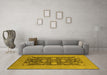 Machine Washable Oriental Yellow Industrial Rug in a Living Room, wshurb2277yw