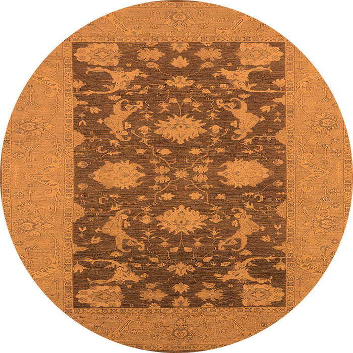 Round Oriental Orange Industrial Rug, urb2277org