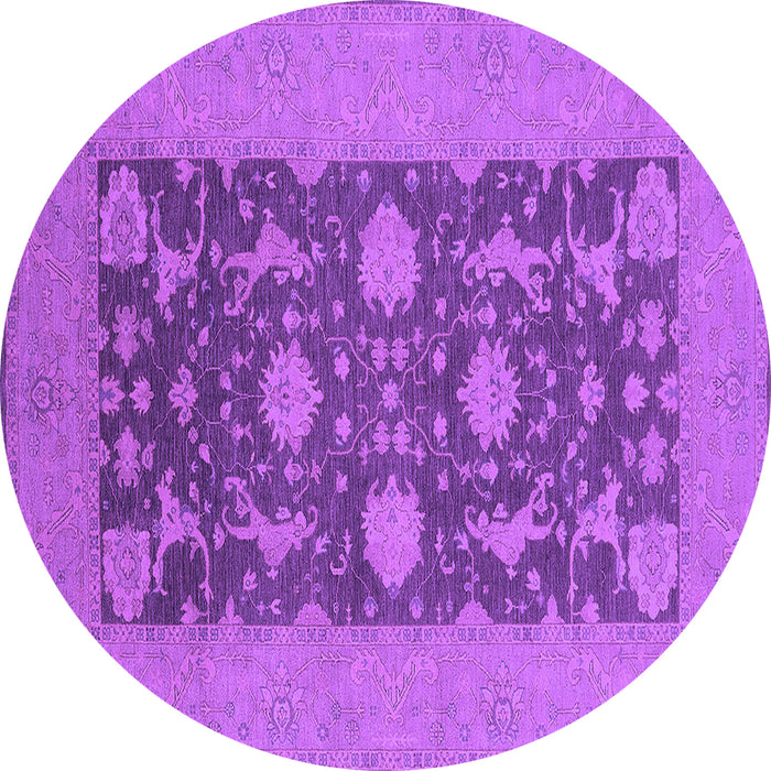 Round Machine Washable Oriental Purple Industrial Area Rugs, wshurb2277pur