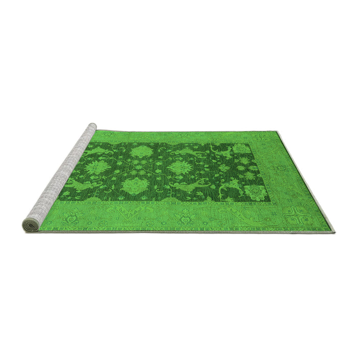 Sideview of Machine Washable Oriental Green Industrial Area Rugs, wshurb2277grn