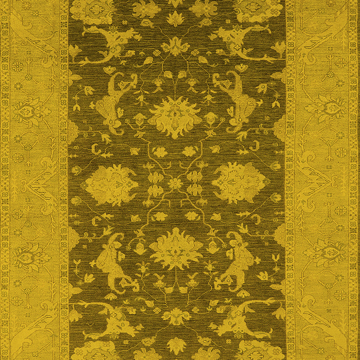 Machine Washable Oriental Yellow Industrial Rug, wshurb2277yw