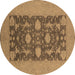 Round Oriental Brown Industrial Rug, urb2277brn