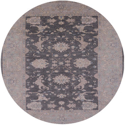 Round Mid-Century Modern Rosy Brown Pink Oriental Rug, urb2277