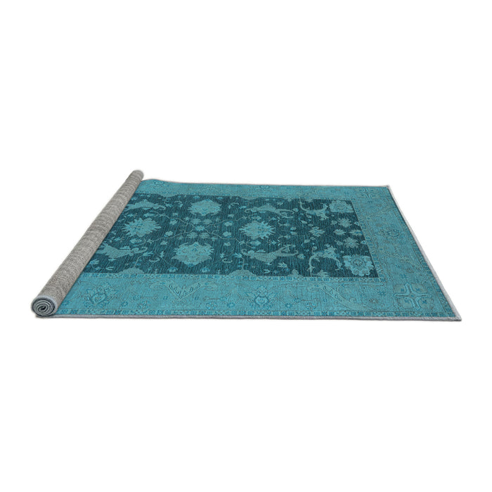 Sideview of Machine Washable Oriental Light Blue Industrial Rug, wshurb2277lblu