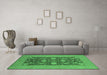 Machine Washable Oriental Emerald Green Industrial Area Rugs in a Living Room,, wshurb2277emgrn