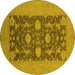 Round Machine Washable Oriental Yellow Industrial Rug, wshurb2277yw