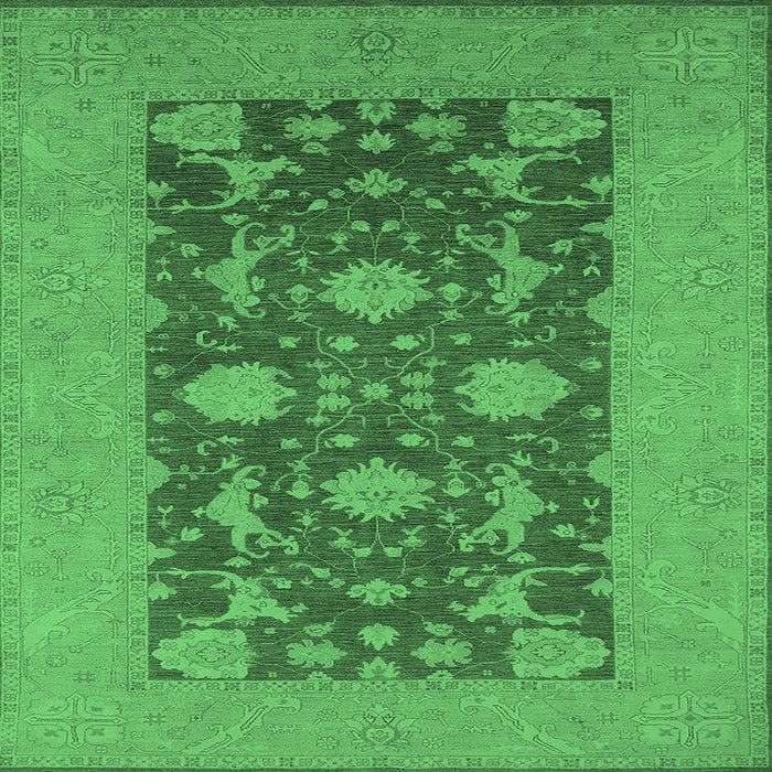 Square Oriental Emerald Green Industrial Rug, urb2277emgrn