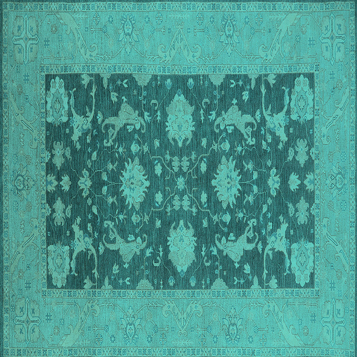 Square Oriental Turquoise Industrial Rug, urb2277turq