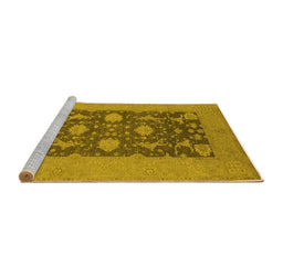 Sideview of Machine Washable Oriental Yellow Industrial Rug, wshurb2277yw