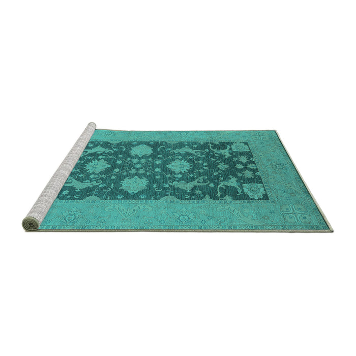 Sideview of Machine Washable Oriental Turquoise Industrial Area Rugs, wshurb2277turq